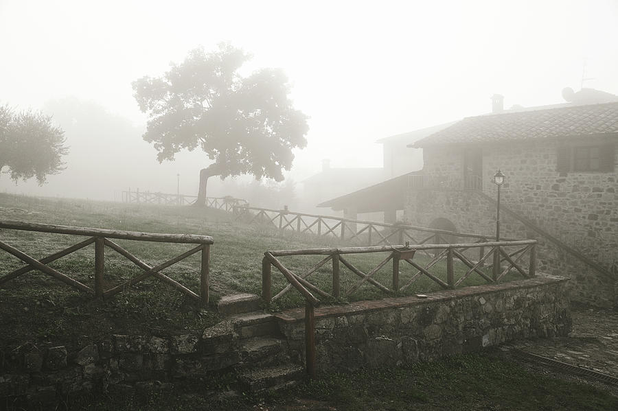 Foggy Morning at Tuscany Rural Villa 2 Photograph by Jenny Rainbow
