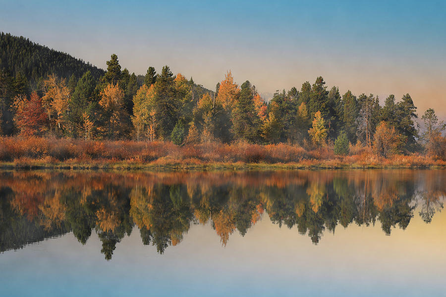 Foggy Morning Autumn Reflection Photograph by Dan Sproul