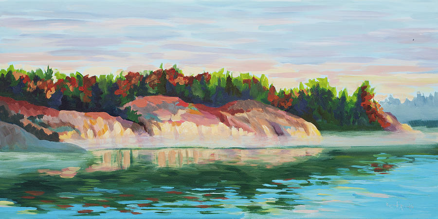 Foggy Morning, Charlton Lake Ontario Painting by Renee Forth-Fukumoto