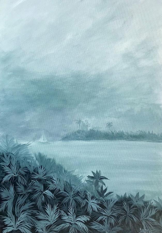 Foggy morning Painting by Sue Dinenno