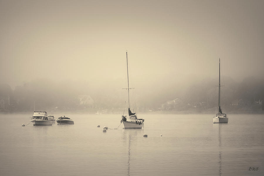 Boat Photograph - Foggy Morning Taunton River IV Toned by David Gordon
