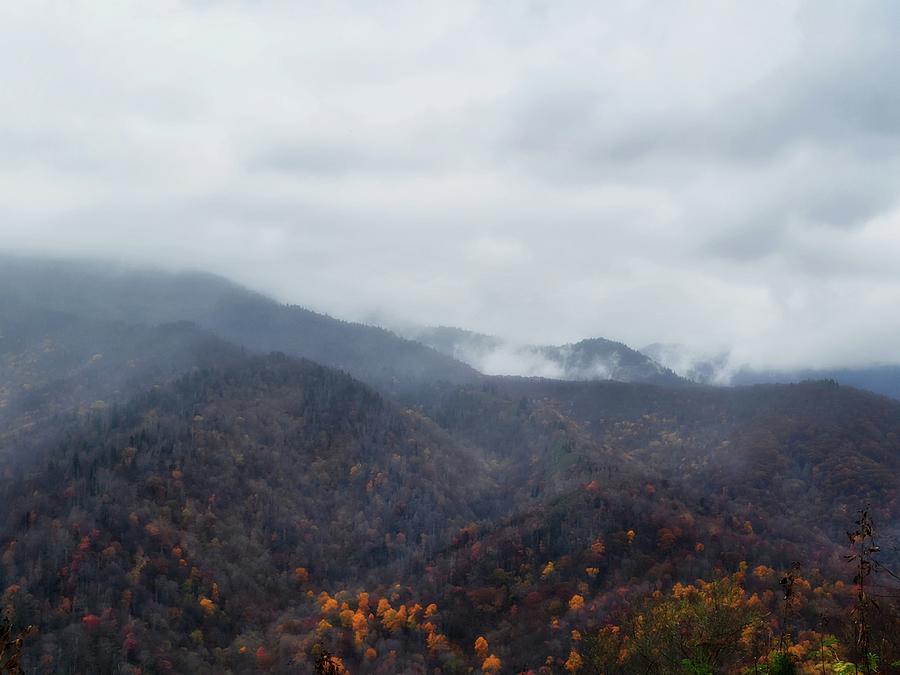Foggy Mountain Autumn  Photograph by Ally White