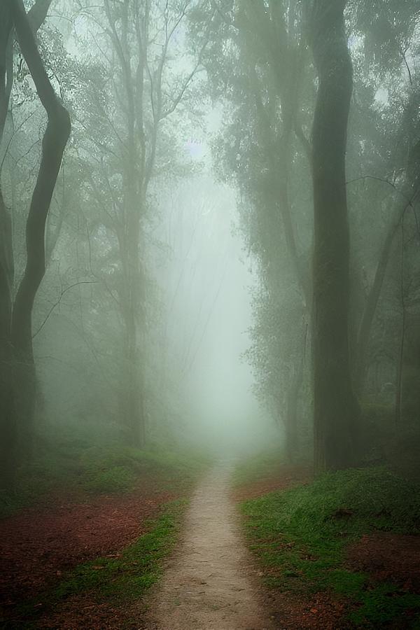 Foggy Path Mixed Media by Bonnie Bruno