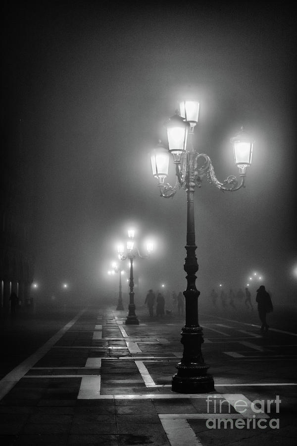 Foggy Piazza San Marco, Venezia, Italy - black and white Photograph by Lyl Dil Creations