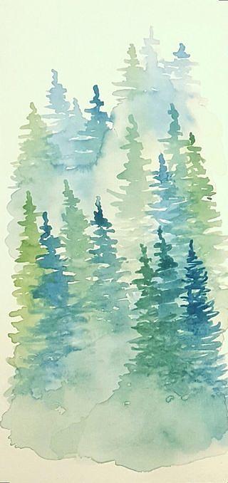 Tree Painting - Foggy Pines by T J S