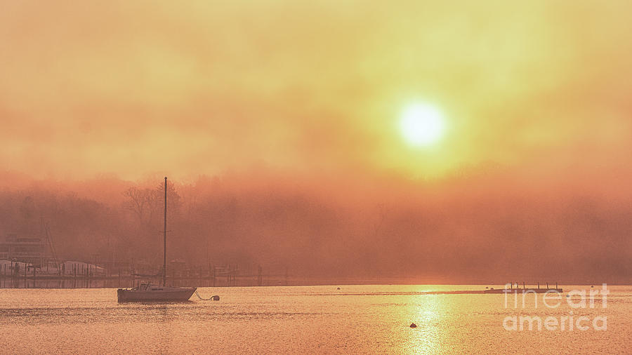 Foggy Sunrise Over Huntington Harbor Photograph by Sean Mills