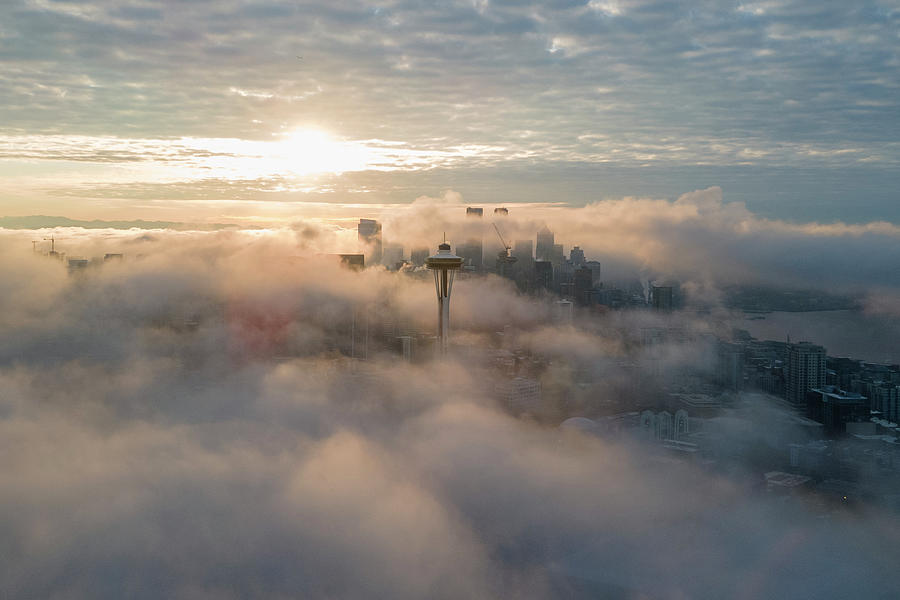 Foggy Sunrise Over Seattle Photograph by Matt McDonald