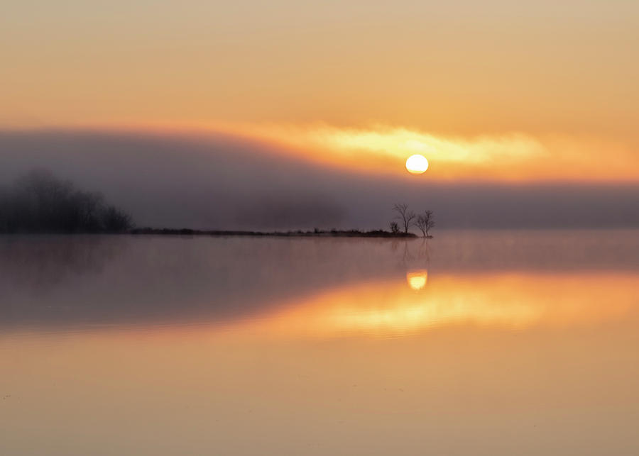 Foggy Sunrise Reflection Photograph by Patti Deters