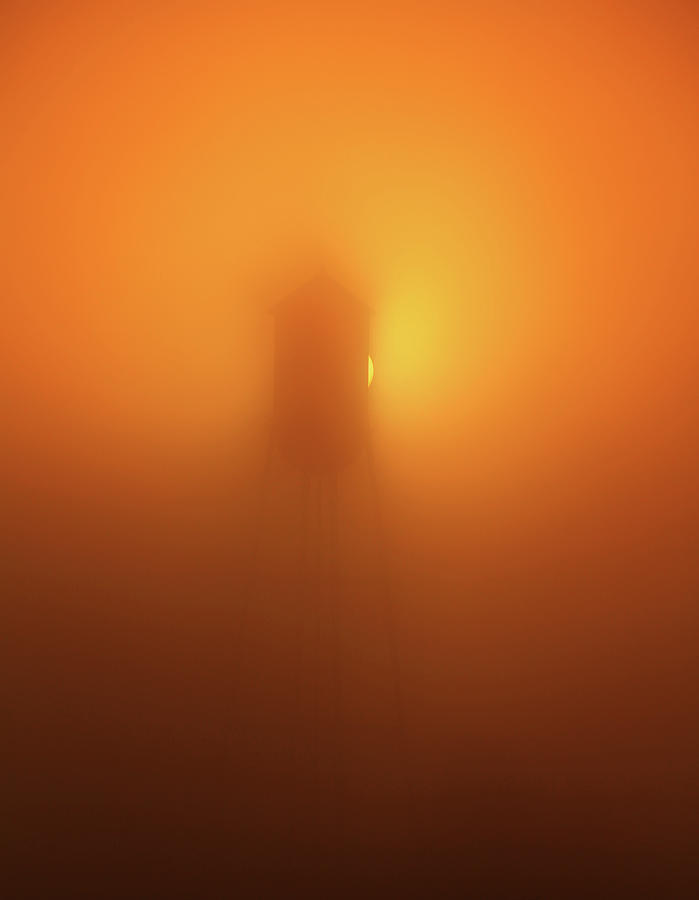 Foggy Water Tower Sunrise Photograph by Dan Sproul
