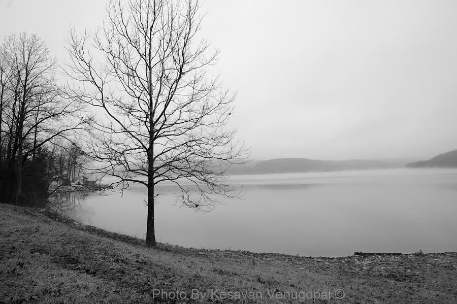 Indiana Photograph - Foggy Winter by the Lake by Kesavan Venugopal