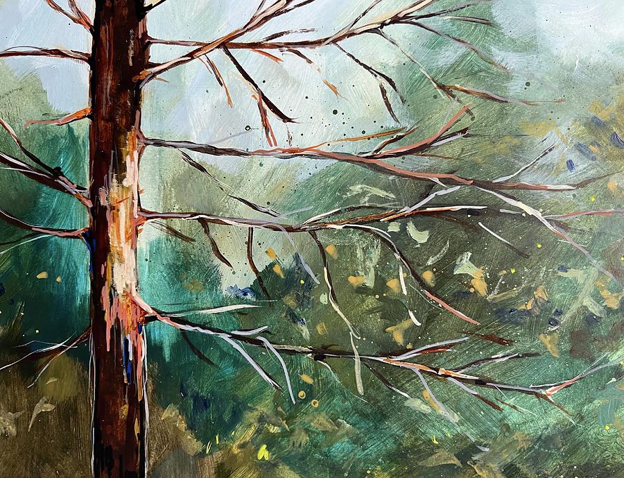 Foggy Woods  Painting by Nancy Merkle