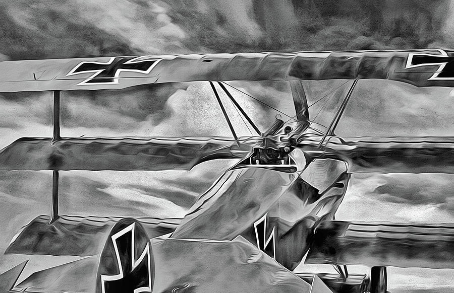 Fokker Dreidecker Schwarz und weis Digital Art by JC Findley
