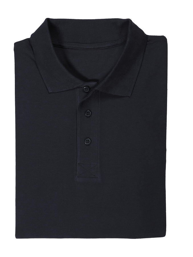 Folded black polo shirt isolated on white Photograph by Dandanian