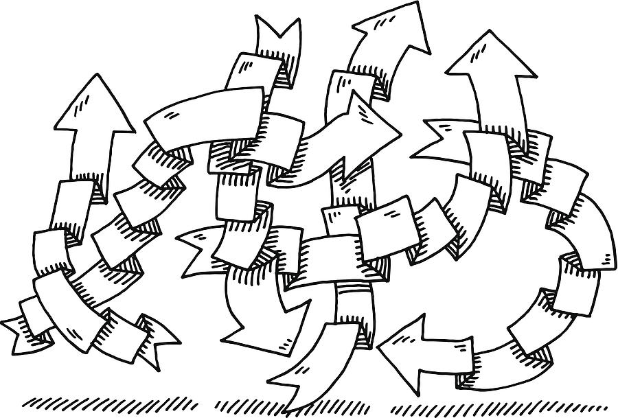 Folded Origami Arrows Drawing Drawing by FrankRamspott