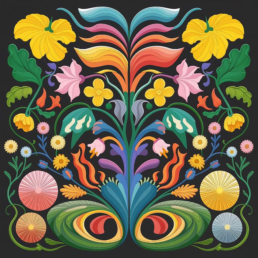 Folk Art Floral Design Digital Art by Stephanie Fischer Folk Art Floral Design Digital Art by Stephanie Fischer