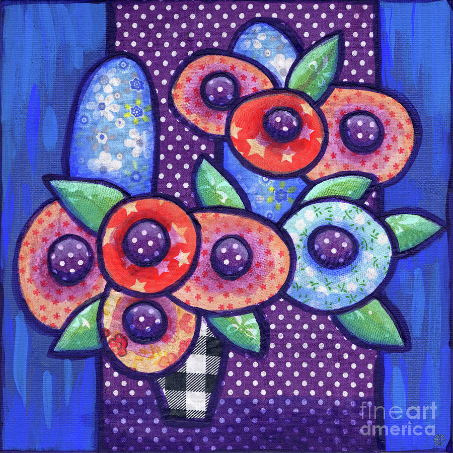 Folk Art Flowers In A Vase 1 Painting by Amy E Fraser