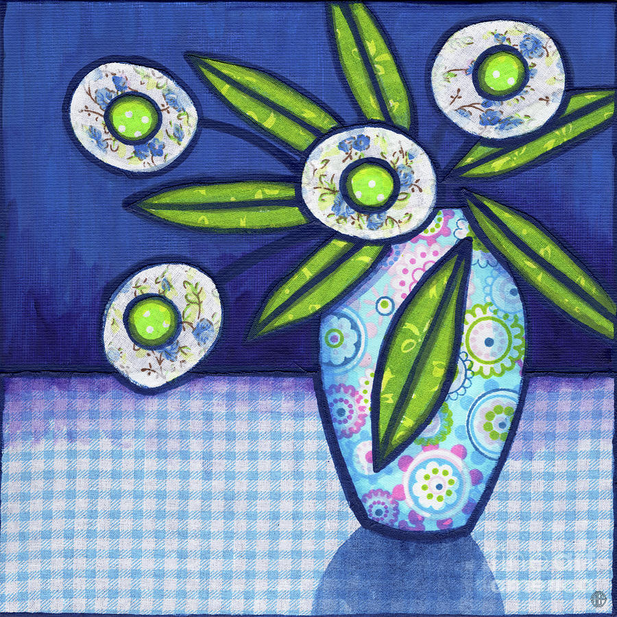 Folk Art Flowers In A Vase 3 Painting by Amy E Fraser