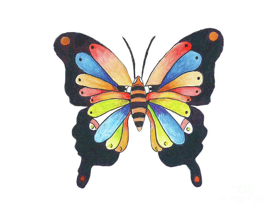 Folk Butterfly Painting by Jill Shinn - Fine Art America