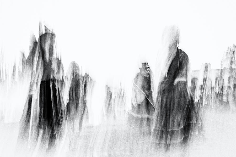 Folk Dancers - Black And White Photograph