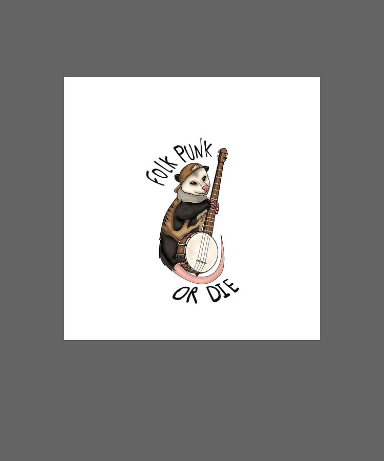 Folk Punk Or Die Banjo Opossum Chiffon Top Painting By Tina Jessica ...