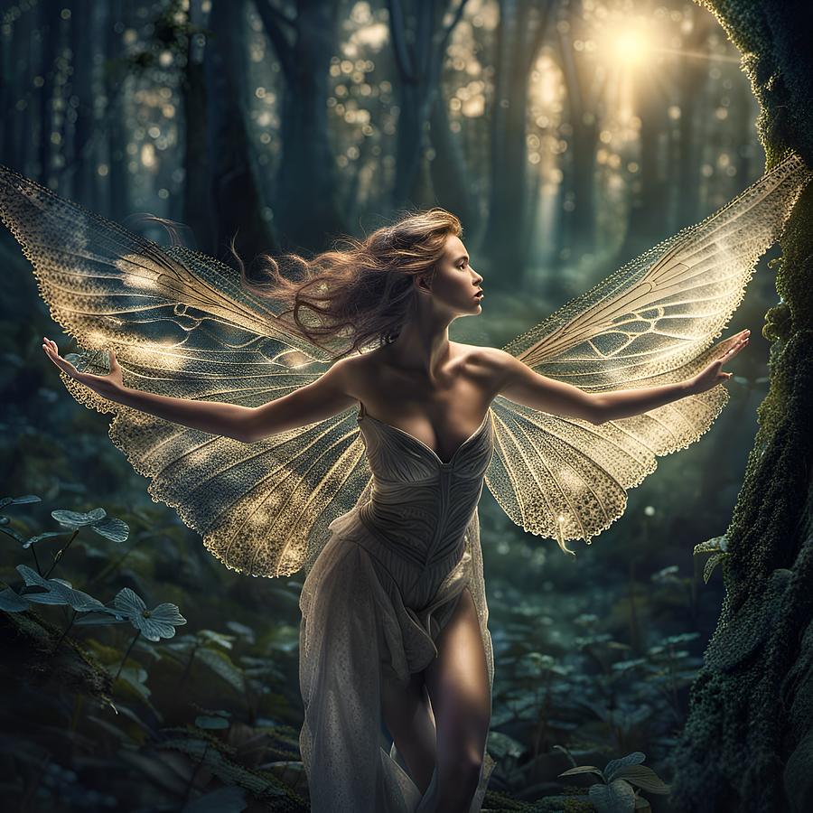 Fairy Digital Art - Follow Me  by Michael Perzel