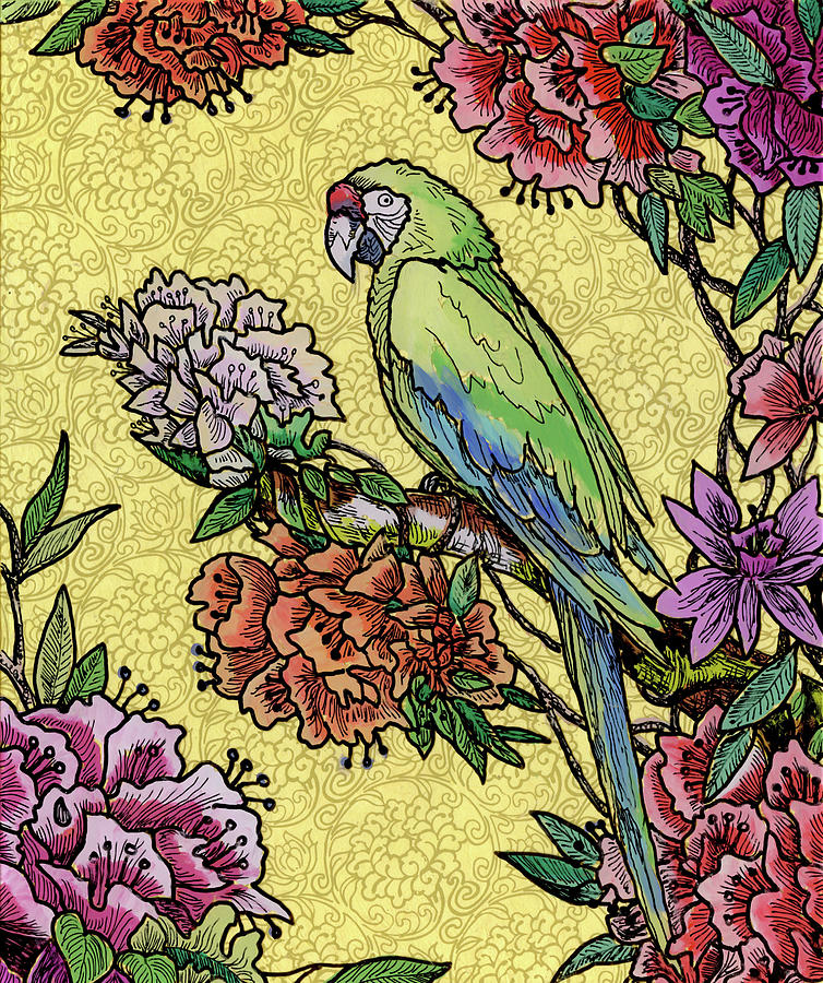 Parrot Painting - Follow Me to Paradise by Jennifer Lommers