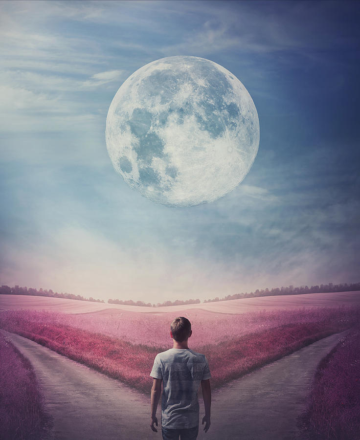 Fantasy Digital Art - Follow The Moon by PsychoShadow ART
