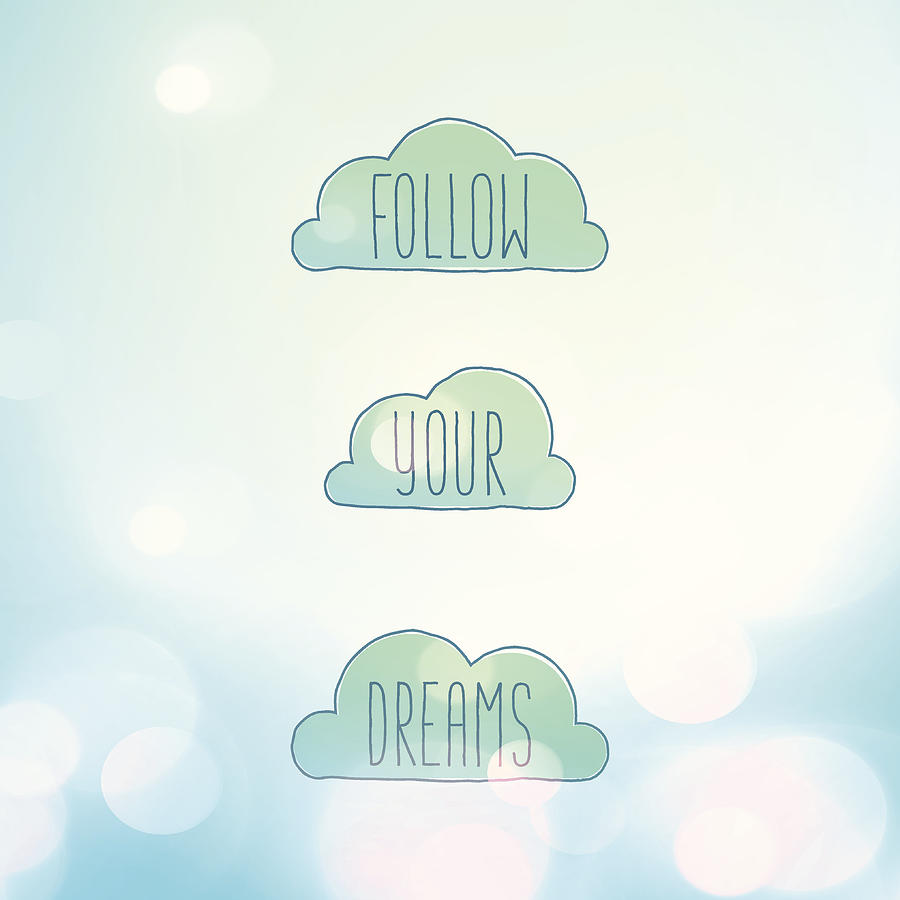 Follow Your Dreams Clouds Blissful Dreamy Sky Lens Flares Background Drawing by 4khz