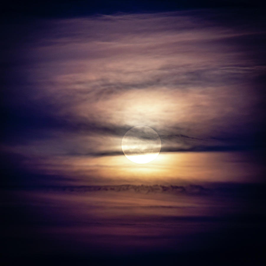 Folly Beach Full Moon - Abstract Photograph by Charles Hite