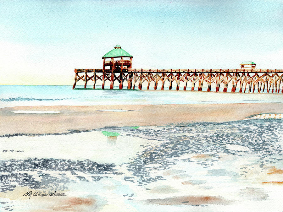 Folly Beach Pier, Folly Beach, South Carolina, Beach,  Painting by LeAnne Sowa