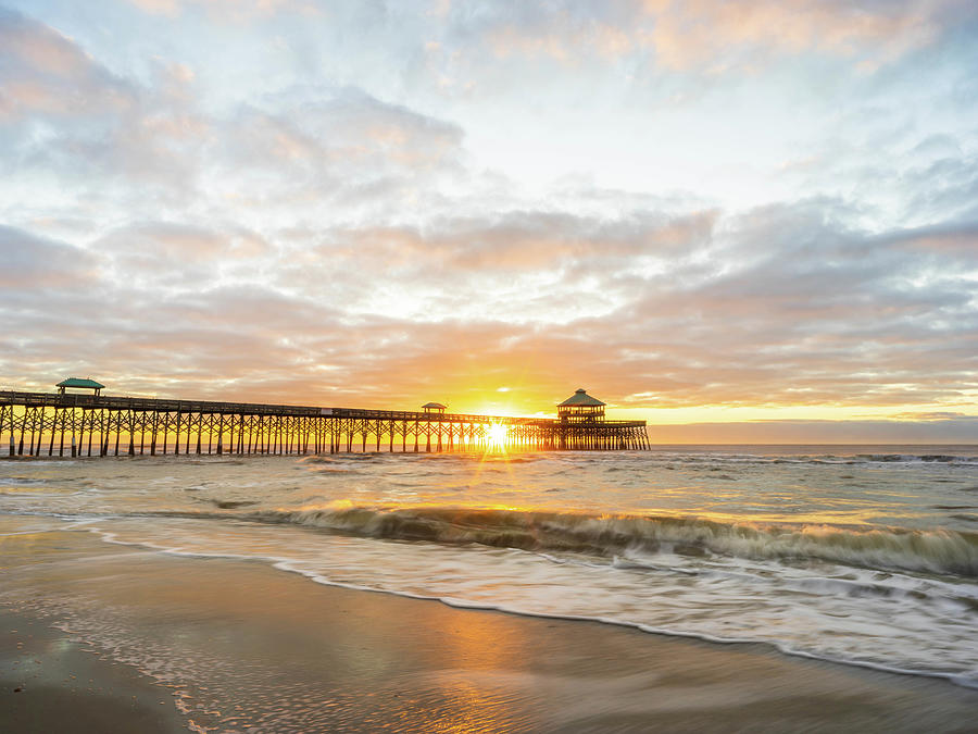Pier Photograph - Folly Beach Pier Sunrise by Ivo Kerssemakers