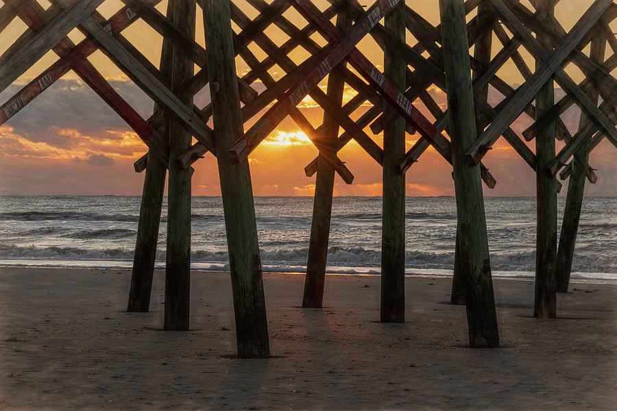 Folly Beach Pier Sunrise Silhouette Photograph by Douglas Wielfaert