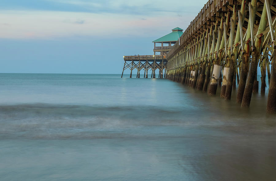 Folly Beach Pier Wide Angle Photograph by Dan Sproul