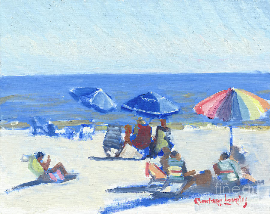 Folly Field Beach Umbrellas Painting by Candace Lovely