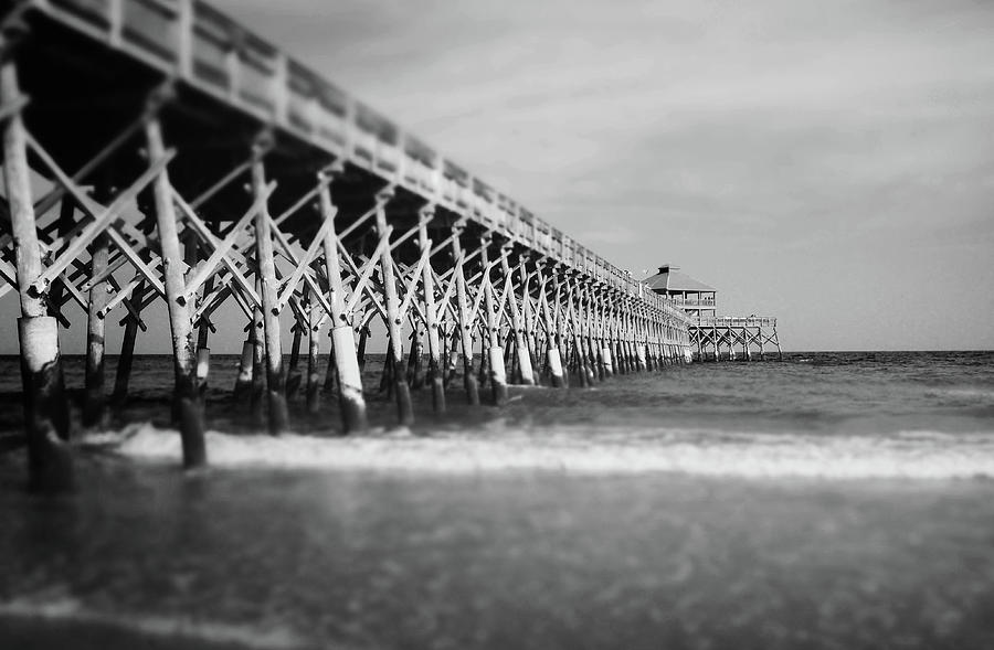 Folly Pier Black And White Photograph by Dan Sproul