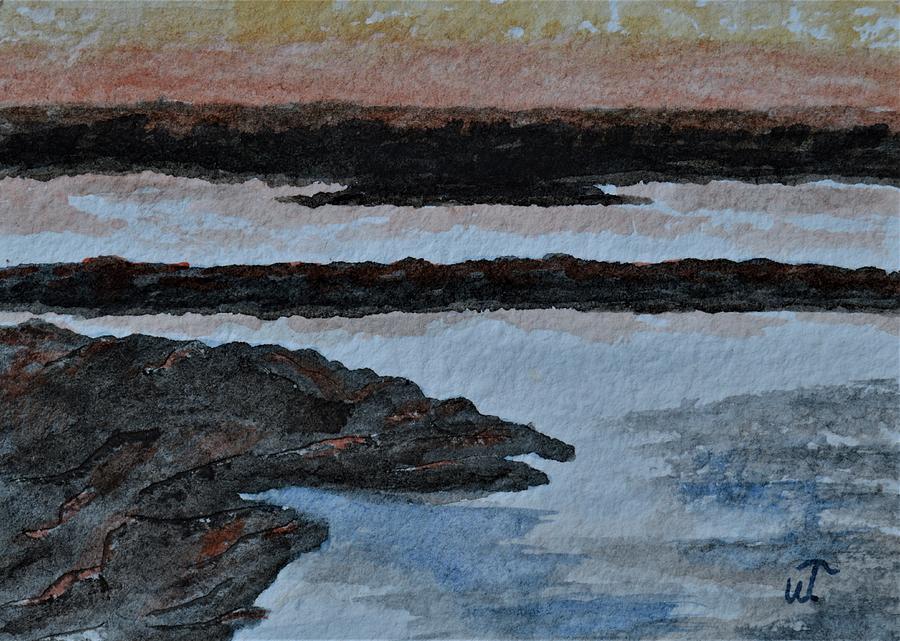 Folsom Lake Sunset Painting by Warren Thompson