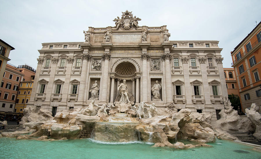 Fontana di Trevi, Baroque fountain and sculptures landmark. Rome Italy, Europe. Photograph by Michalakis Ppalis
