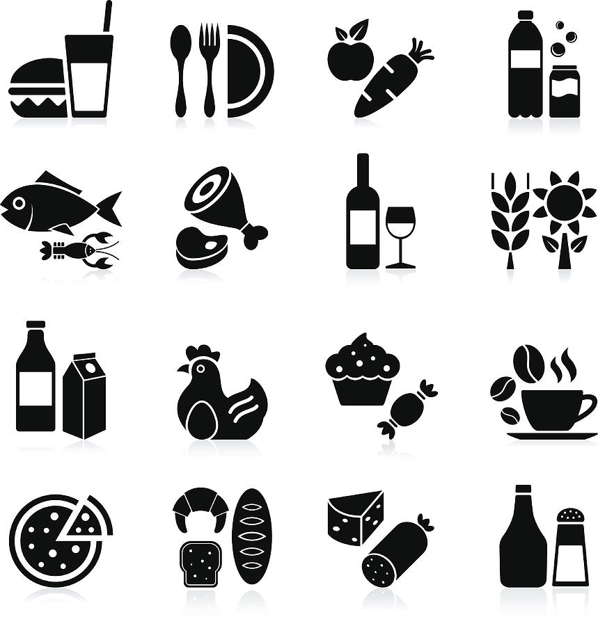 Food and Beverages - icon set Drawing by Pop_jop