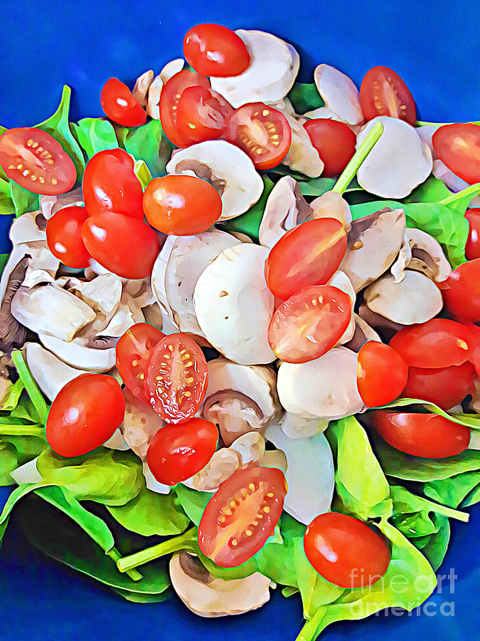 Food Art Salad Tomatoes Mushrooms Spinach by Tracy Ruckman Food Art Salad Tomatoes Mushrooms Spinach by Tracy Ruckman