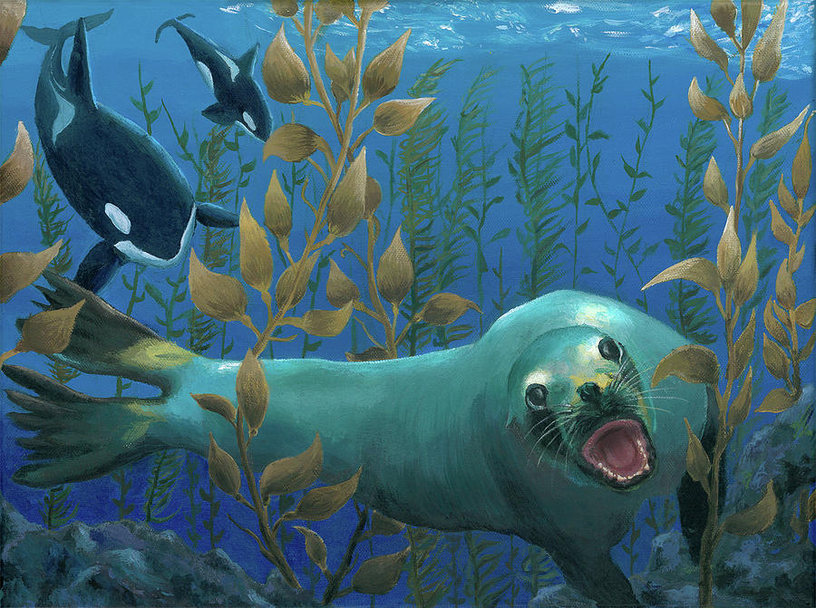 Sea Lion Painting - Food Chain by Dustin Liu Grade 9 by California Coastal Commission