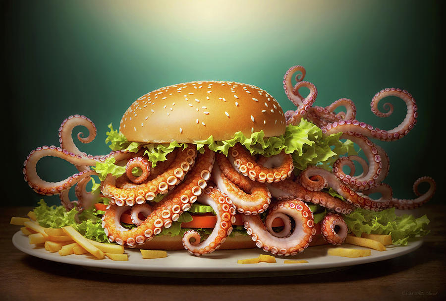 Food - Fresh calamari burger Photograph by Mike Savad