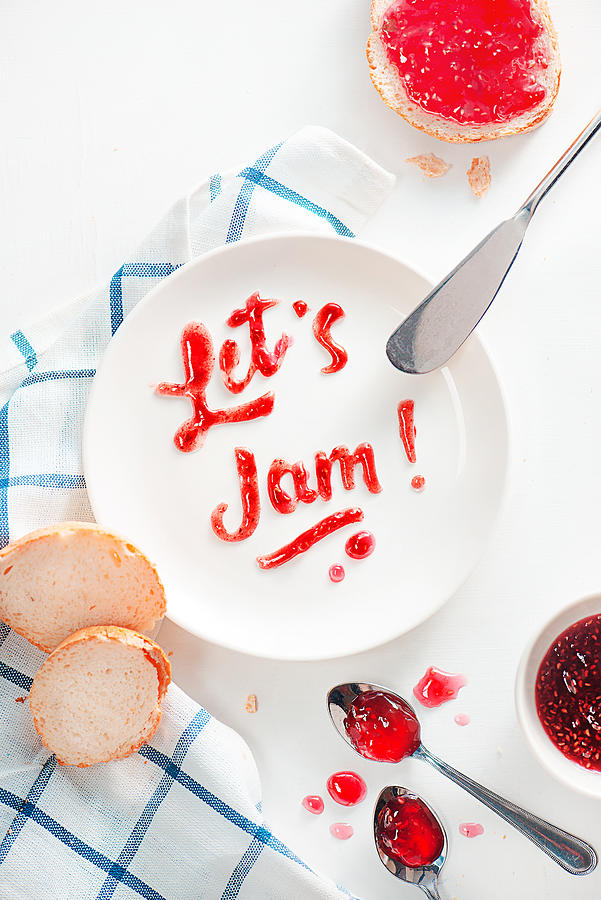 Food typography Lets Jam on a white background Photograph by Dina Belenko Photography