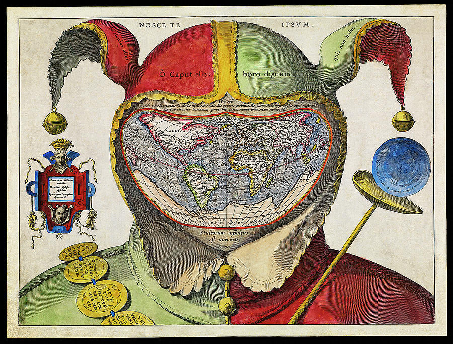 Vintage Photograph - Fools Cap World Map 1590 by Carol Japp