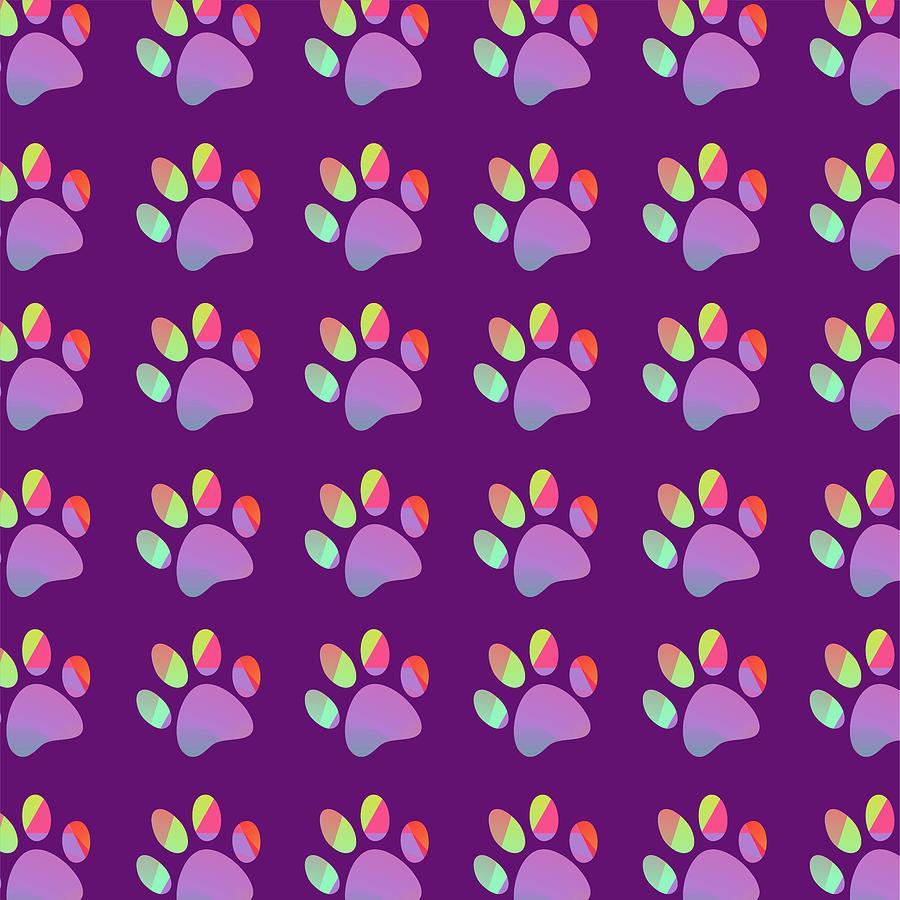 Foot Dog Pattern Wpap Style Purple Background Digital Art