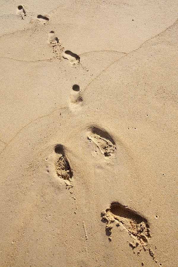 Foot prints on the beach. Photograph by Ben-bryant
