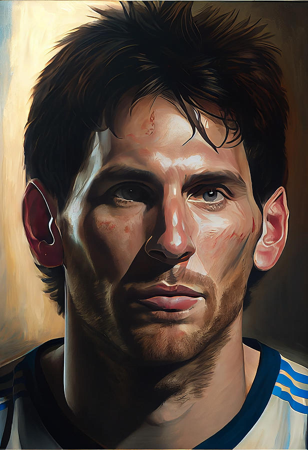 Fantasy Painting - Footbal  Star  Lionel  Messi  masterful  photoreal  by Asar Studios by Celestial Images