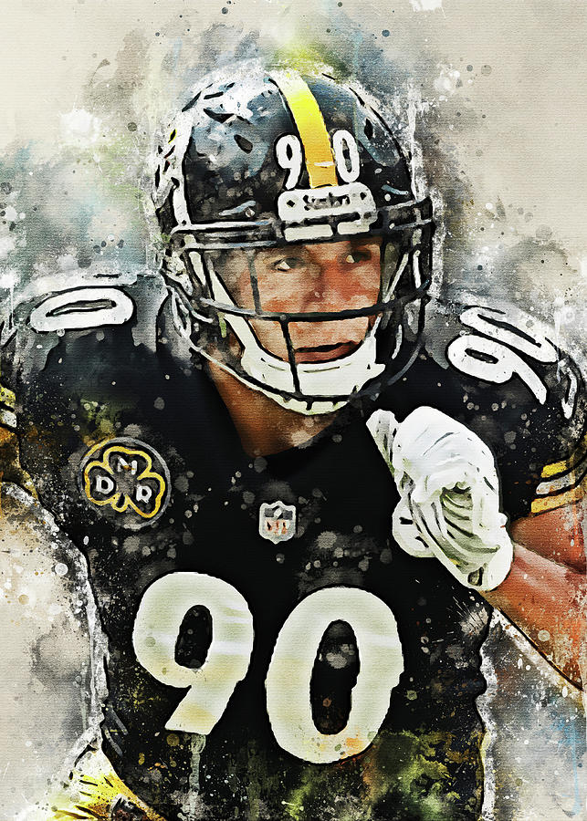 T.j. Watt Pittsburgh Steelers 27 x 39 Framed Art Jersey Print