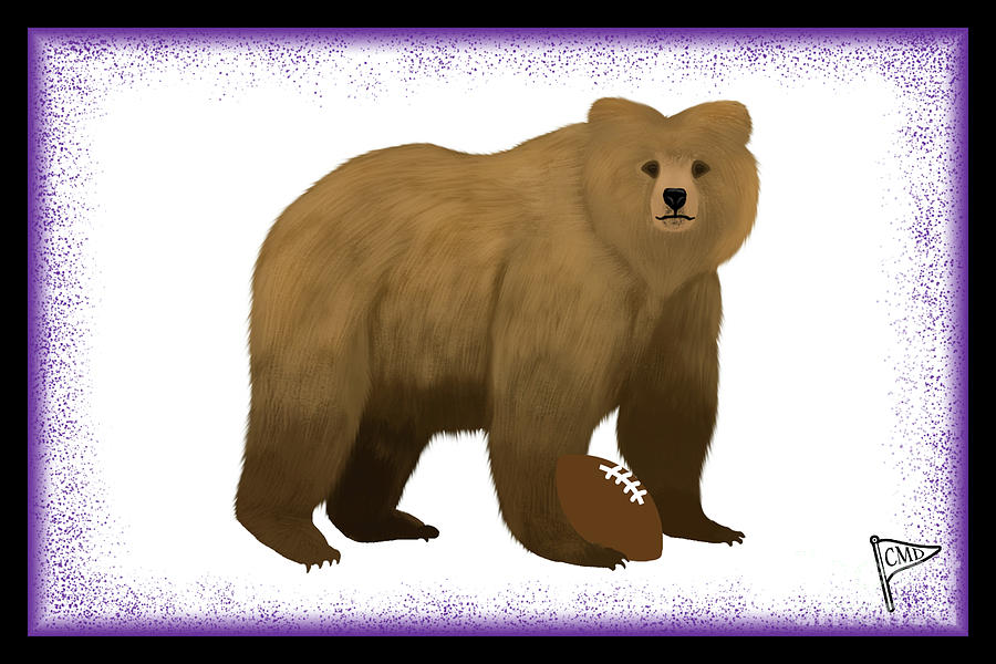 Football Digital Art - Football Bear Purple by College Mascot Designs