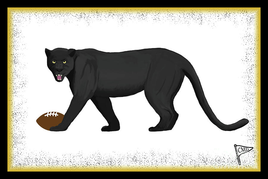 Panther Digital Art - Football Black Panther by College Mascot Designs