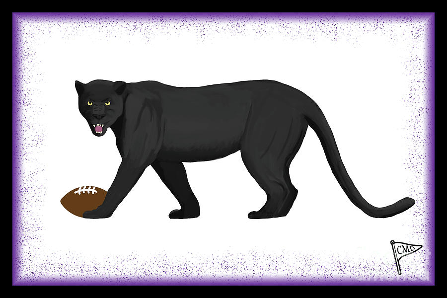 Black Panther Movie Digital Art - Football Black Panther Purple by College Mascot Designs